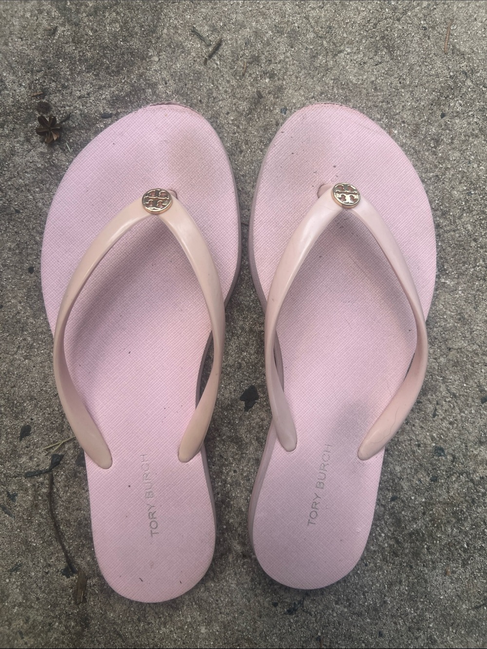 Tory Burch Pale Pink Logo Flip Flop Sandals